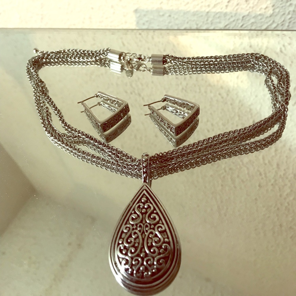 Lia Sophia Necklace and hoop earrings